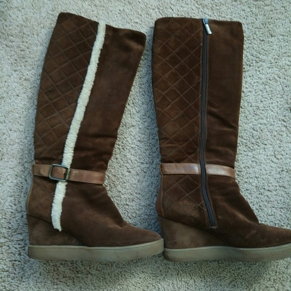 AQUATALIA "CALLIE" CHOCOLATE SUEDE KNEE HIGH BOOTS